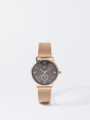 Watch With Stainless Steel Metallic Mesh Strap image number 5.0