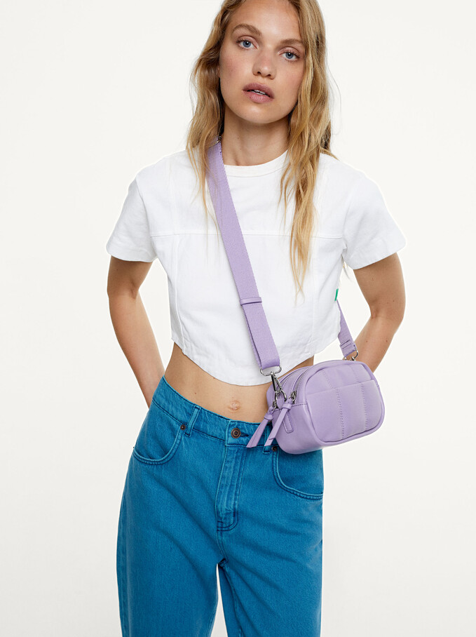 Shoulder Bag With Outer Pocket, Violet, hi-res