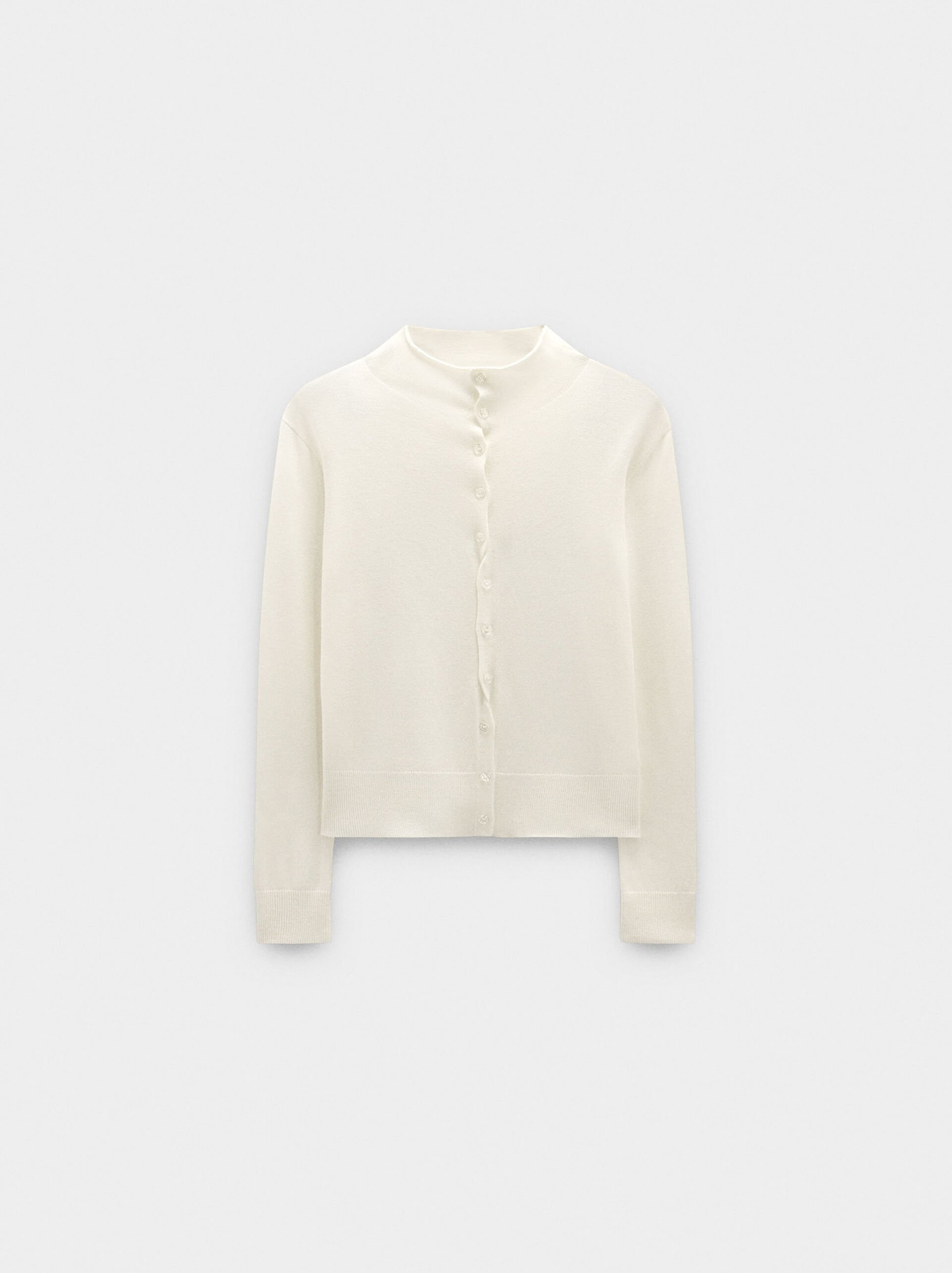 Knit mesh cardigan with high neck image number 5.0
