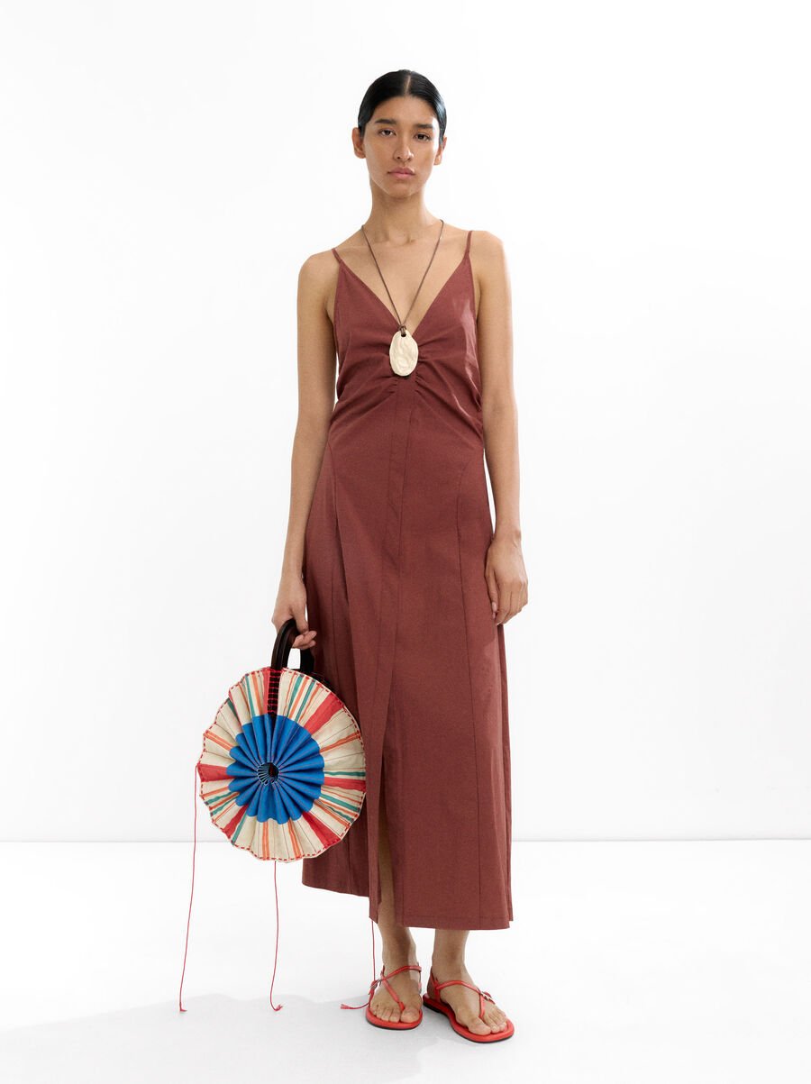Long cotton dress with straps