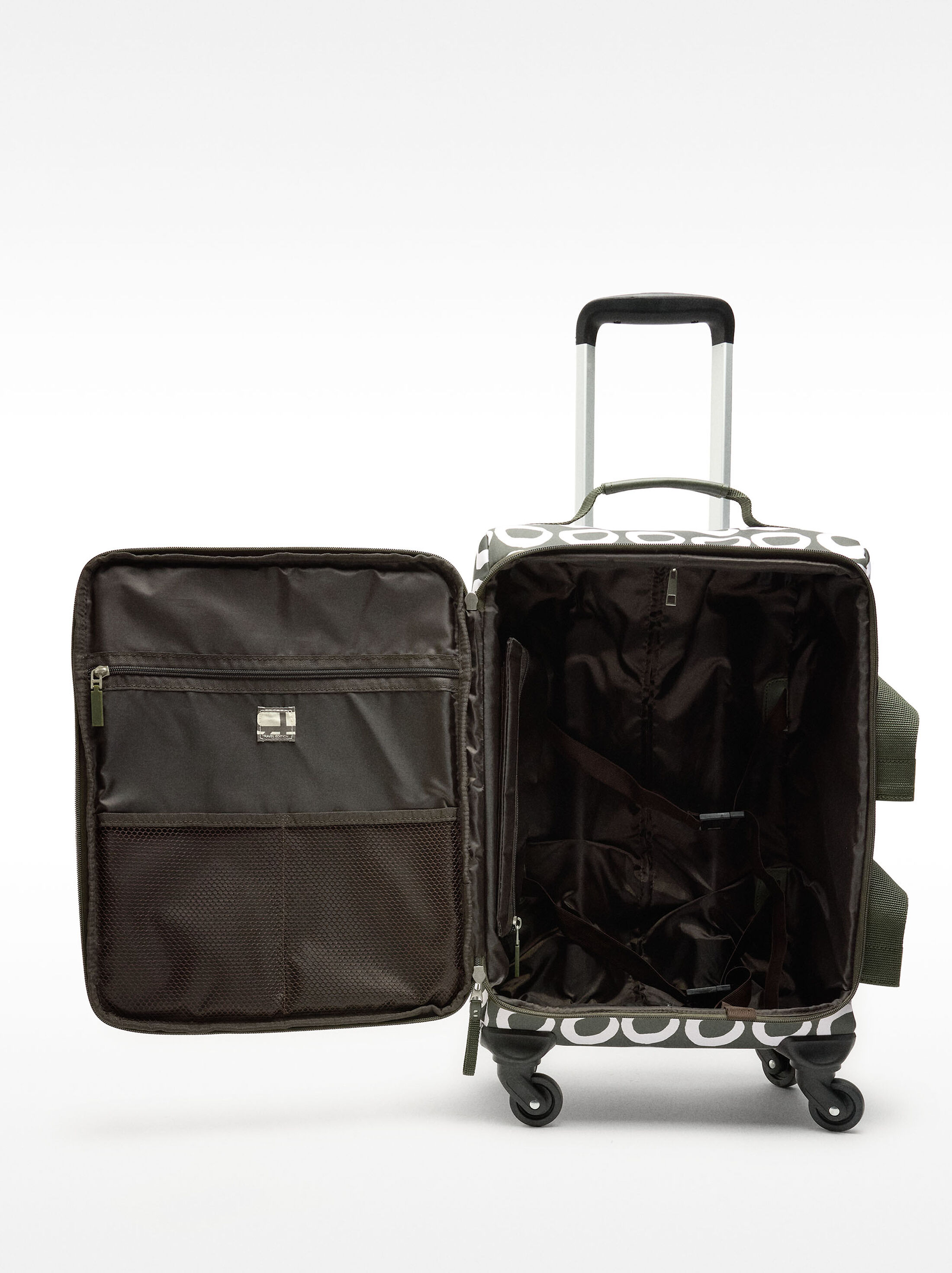 Printed nylon travel trolley image number 4.0