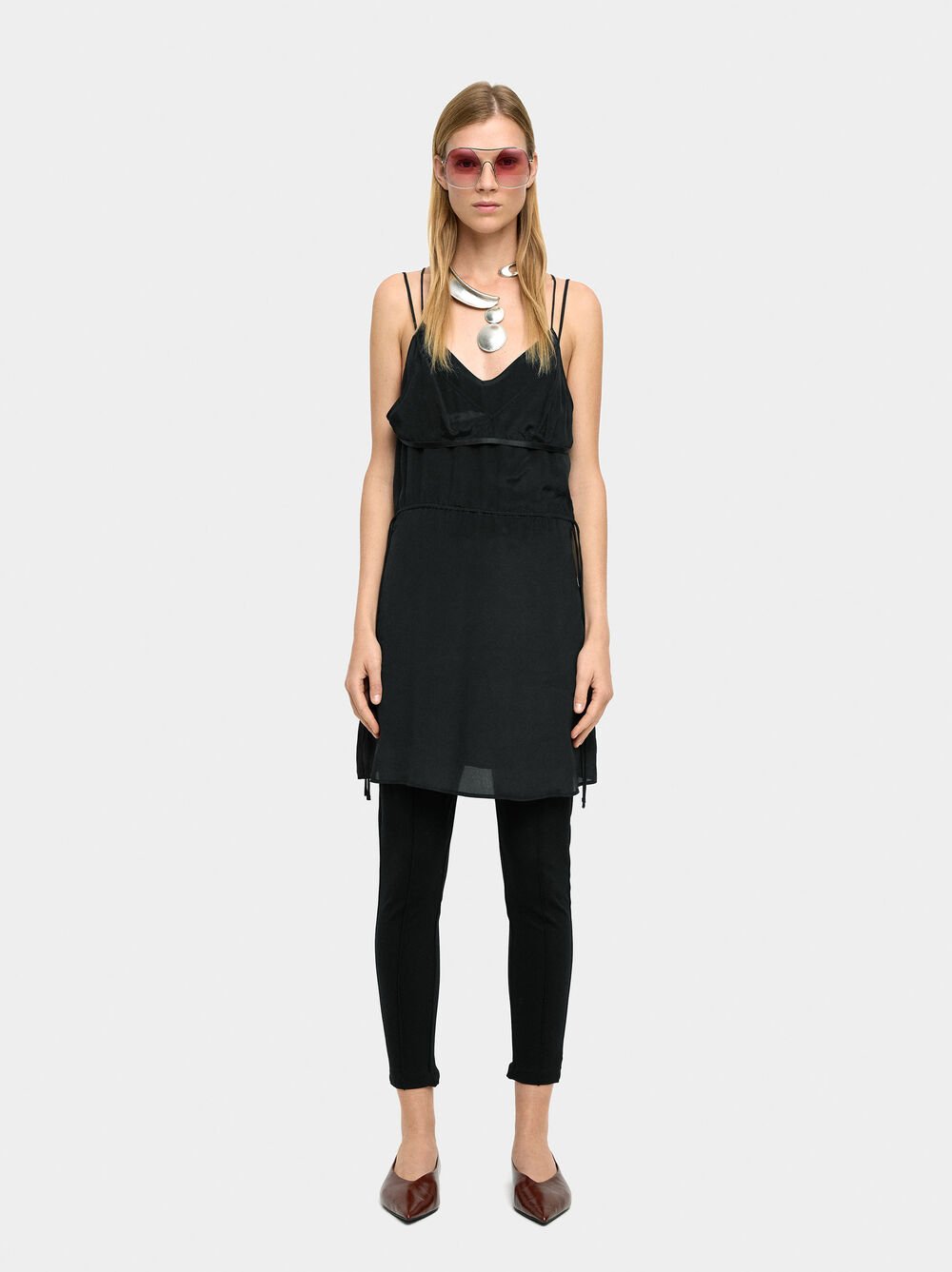 Short dress with silk blend