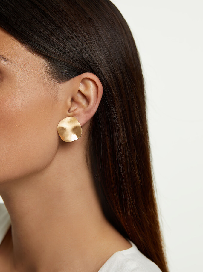 Gold-Toned Stud Earrings, Golden, hi-res