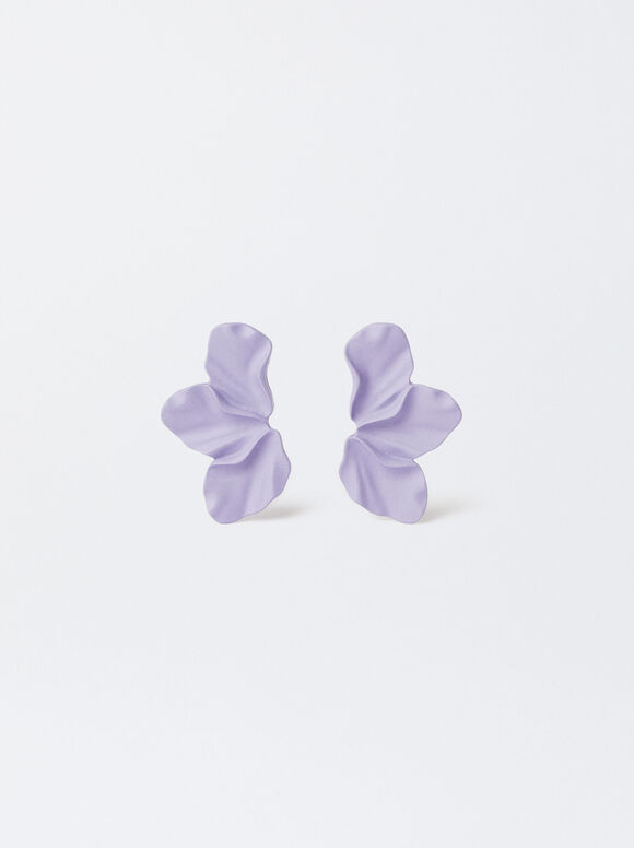 Flower Earrings, Violet, hi-res