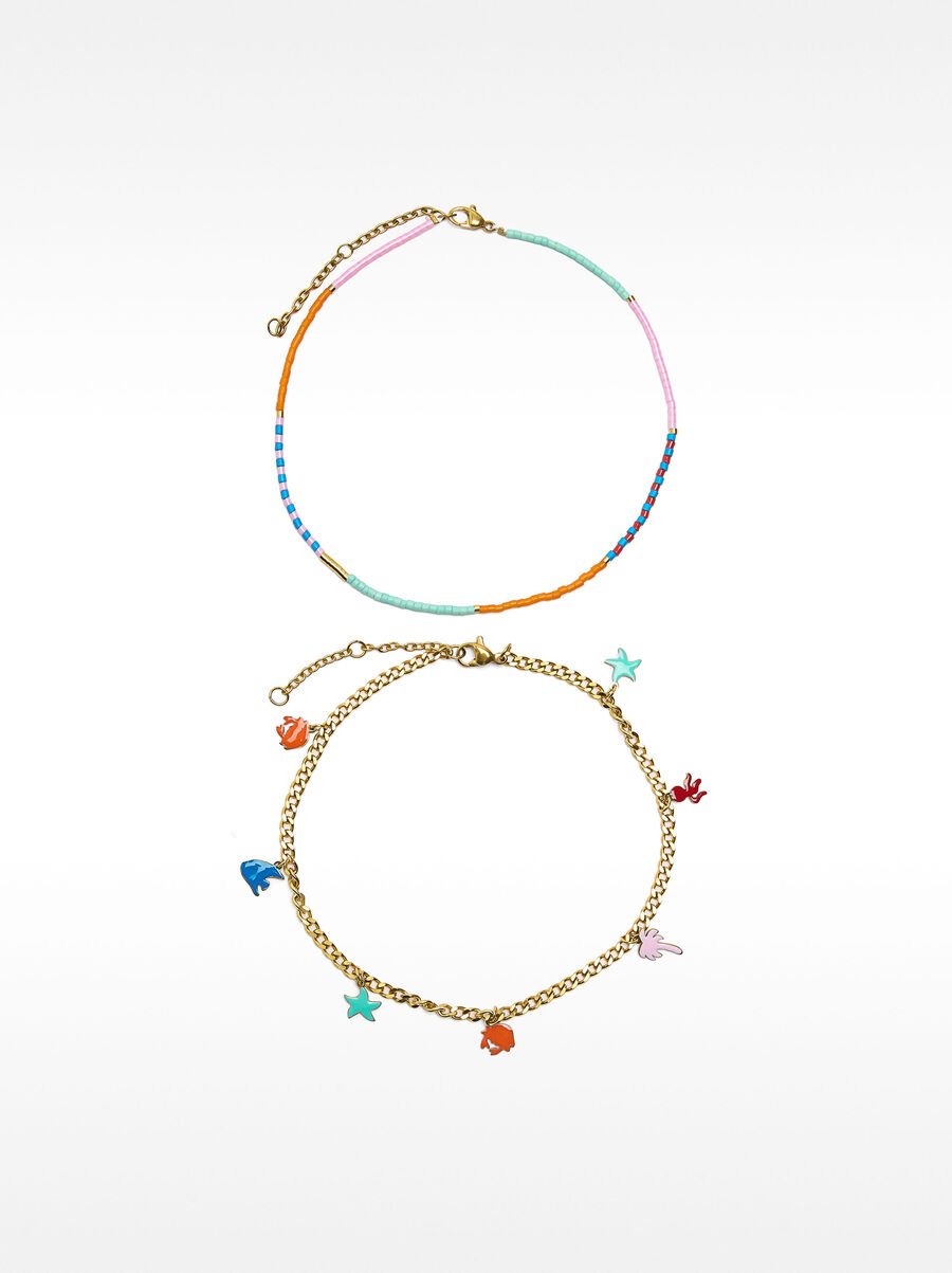 Set de pulseiras de pé motivos marinhos - aço inoxidável