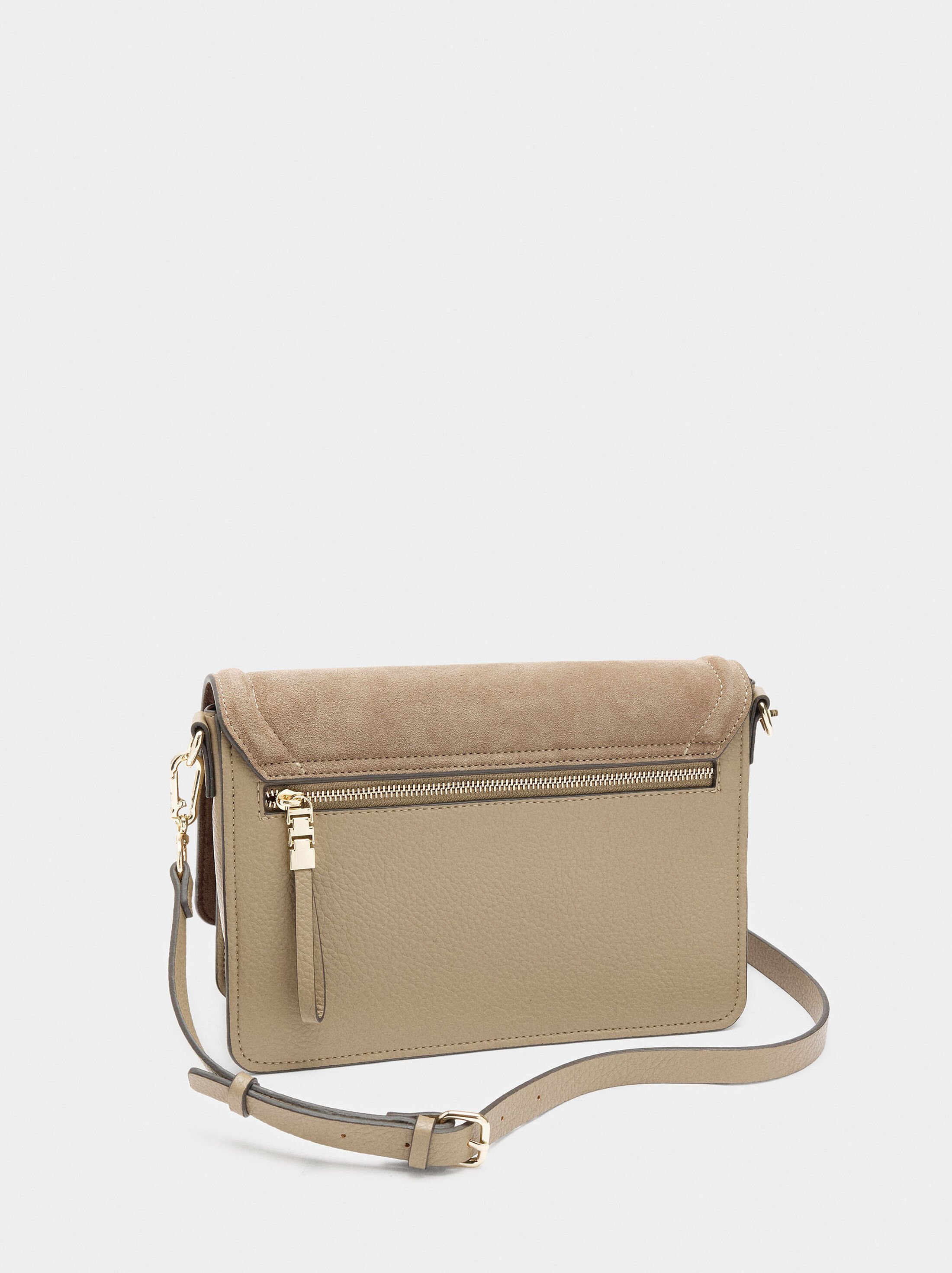 Crossbody bag with flap and leather details image number 3.0