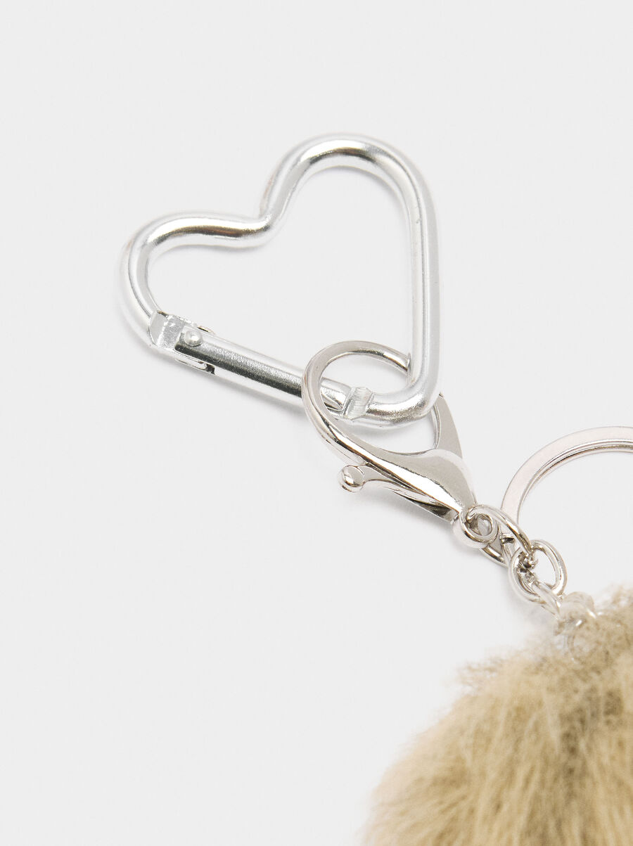 Keychain charm with fur effect