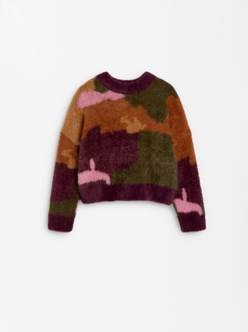 Jacquard-Pullover mit Fell-Effekt