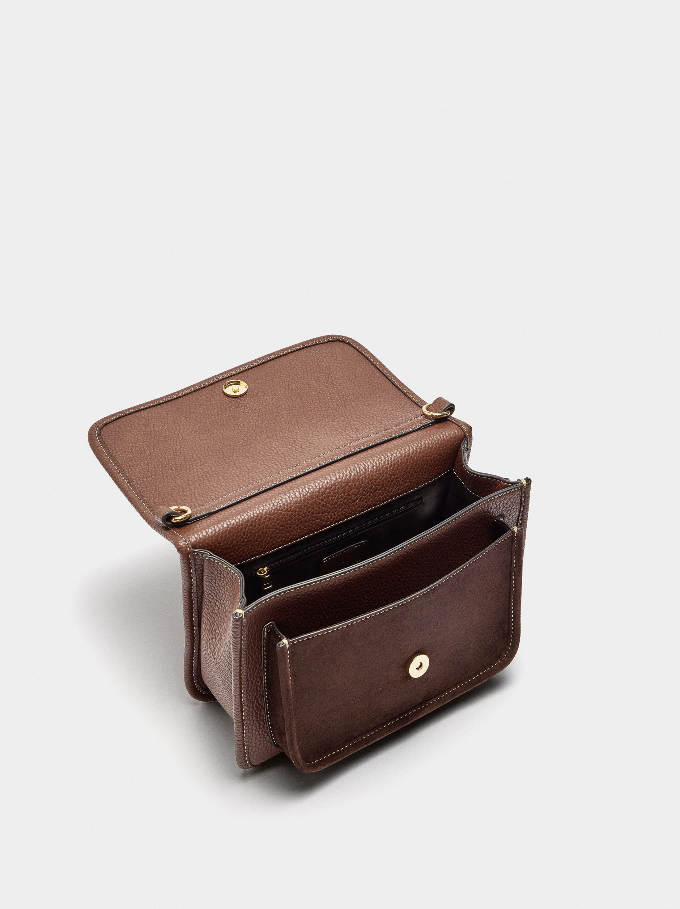 Crossbody bag with texture and flap image number 3.0