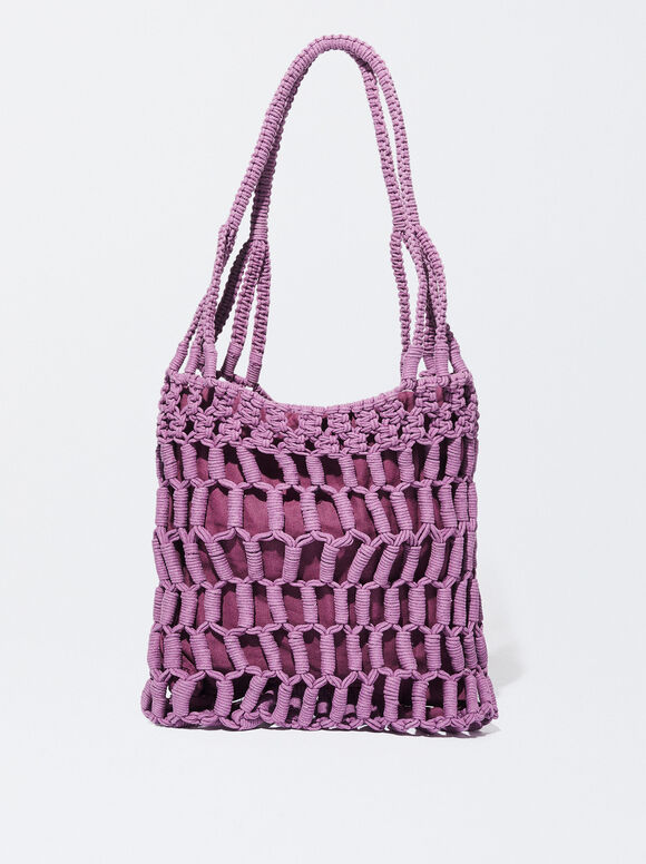 Fabric Bucket Bag, Purple, hi-res