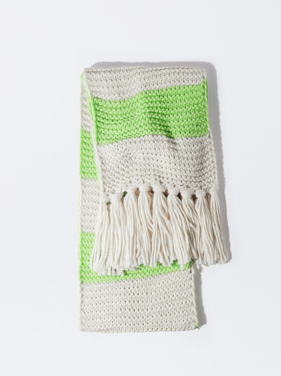 Online Exclusive - Two-Tone Scarf With Fringes, Multicolor, hi-res
