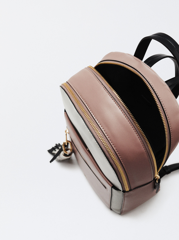 Backpack With Pendant, Beige, hi-res