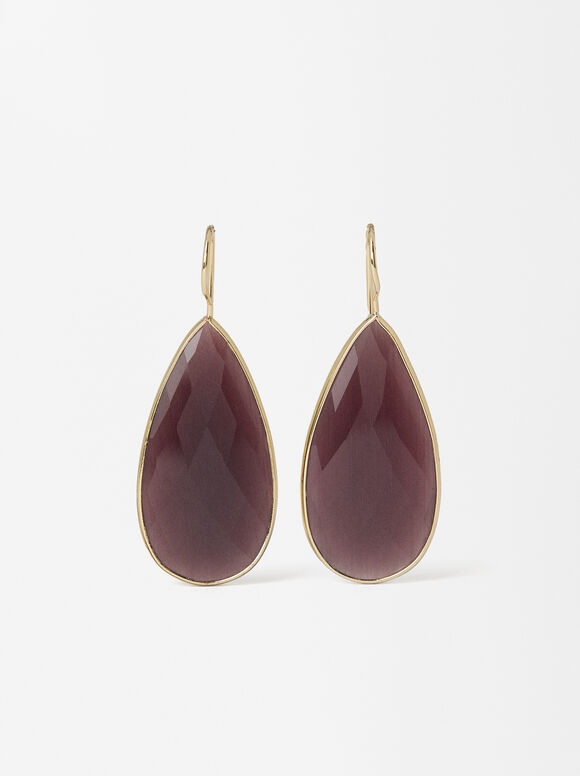 Earrings With Stone, Purple, hi-res