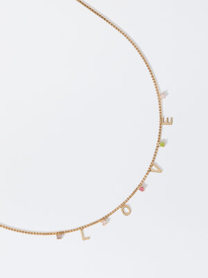 Necklace With Zirconia Love