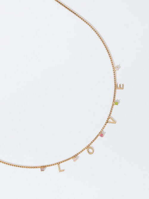 Necklace With Zirconia Love