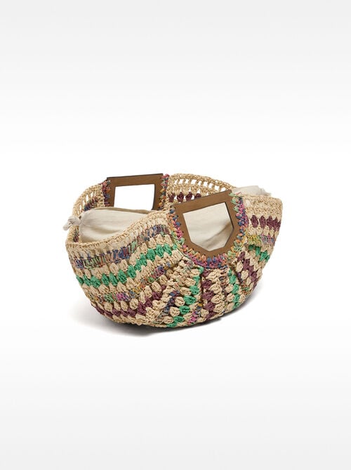 Bolso de mano multicolor con efecto rafia