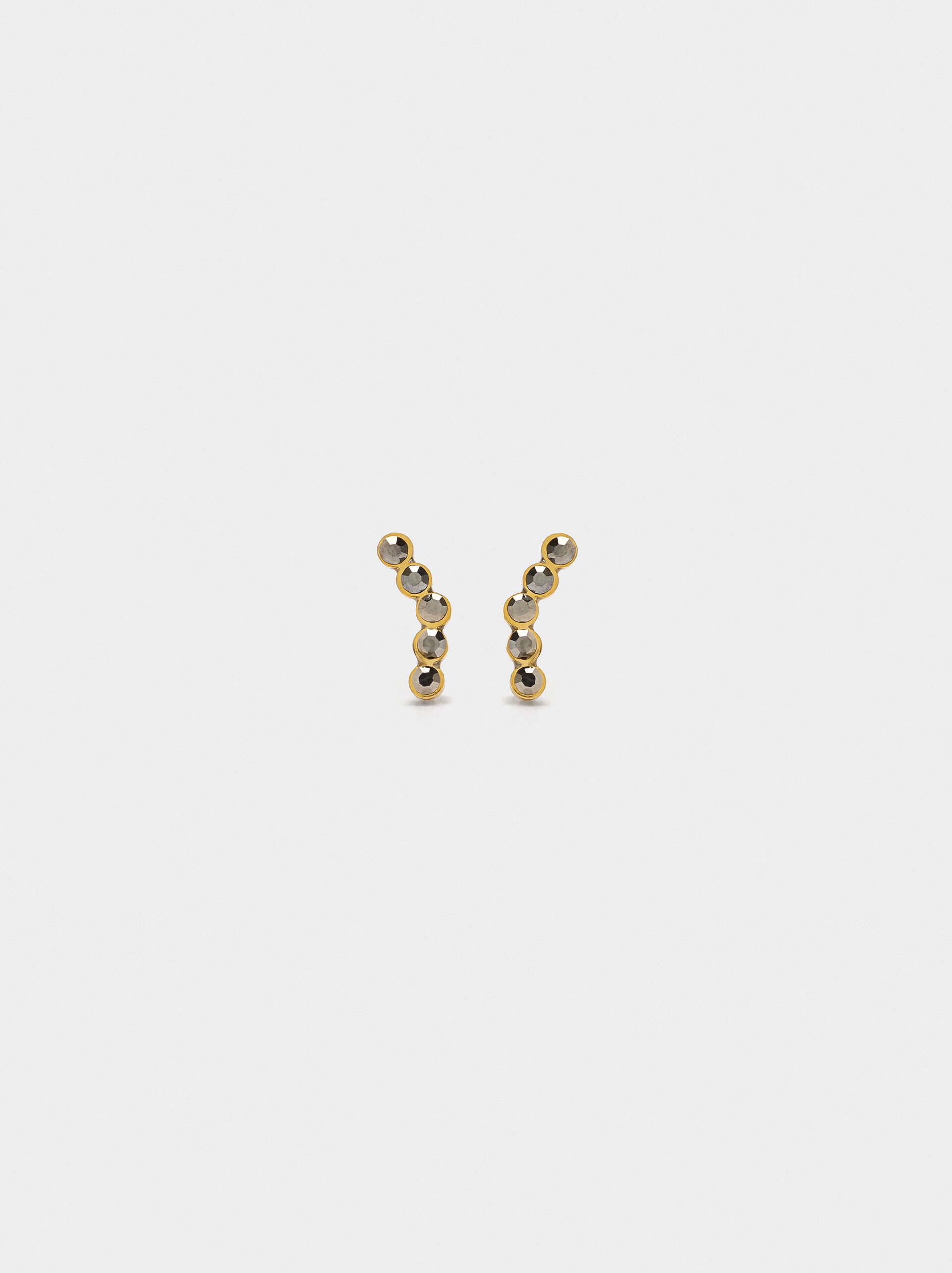 Short earrings with crystals - stainless steel image number 0.0