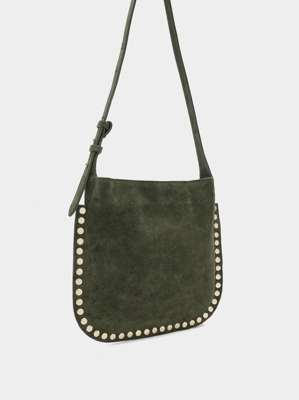 Leather crossbody bag with studs