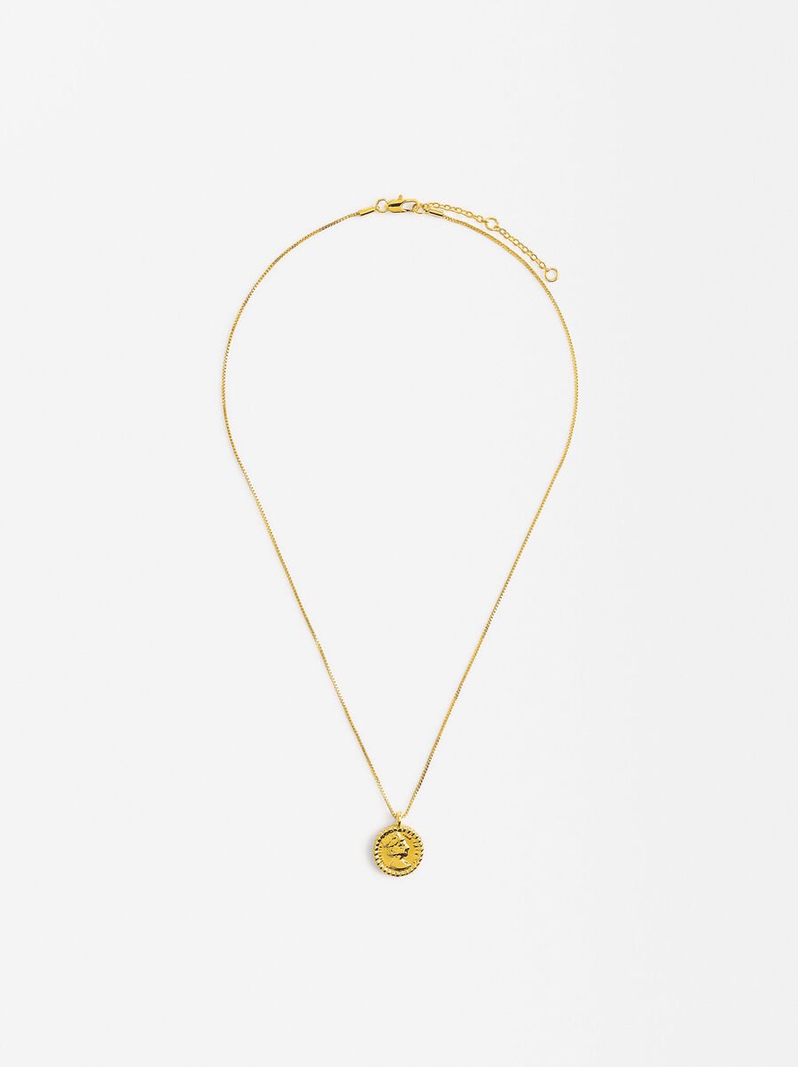 Kurze Halskette mit Medaillon 18k Gold plattiert