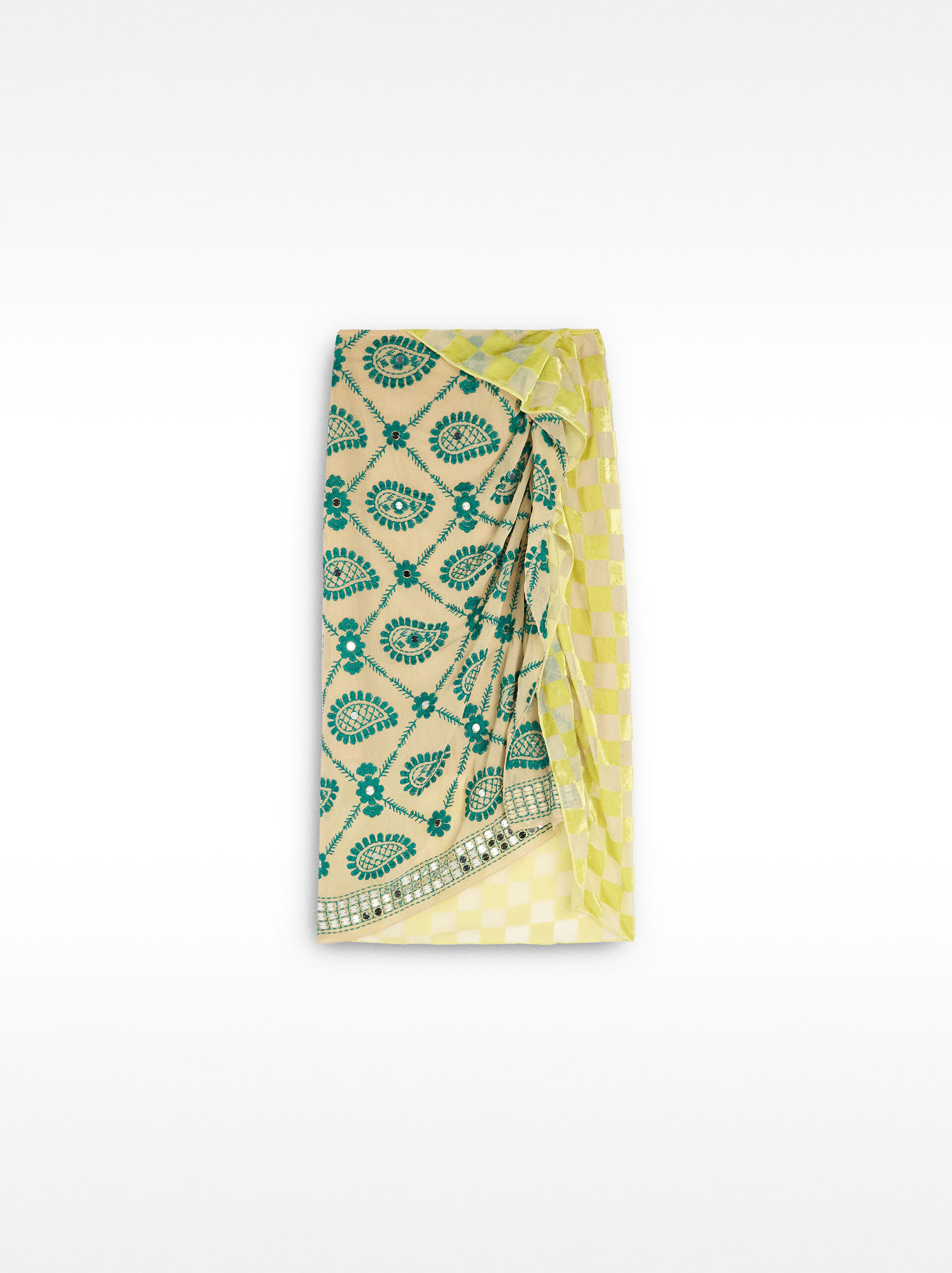 Draped midi skirt with embroidery image number 5.0