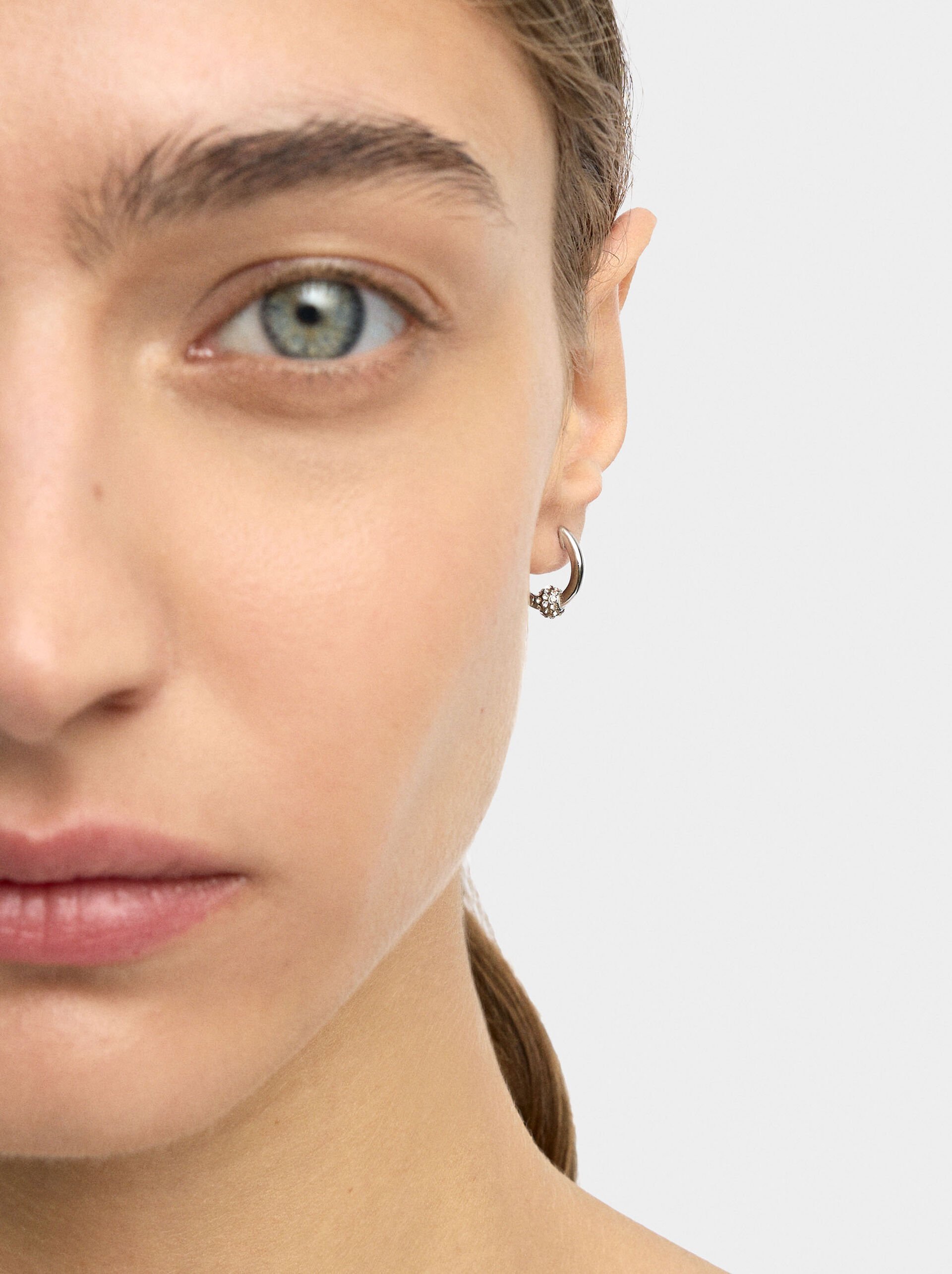 Hoop earrings with crystals - stainless steel image number 1.0