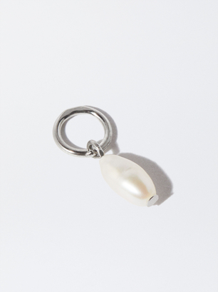 925 Silver Fresh Water Pearl Charm, White, hi-res