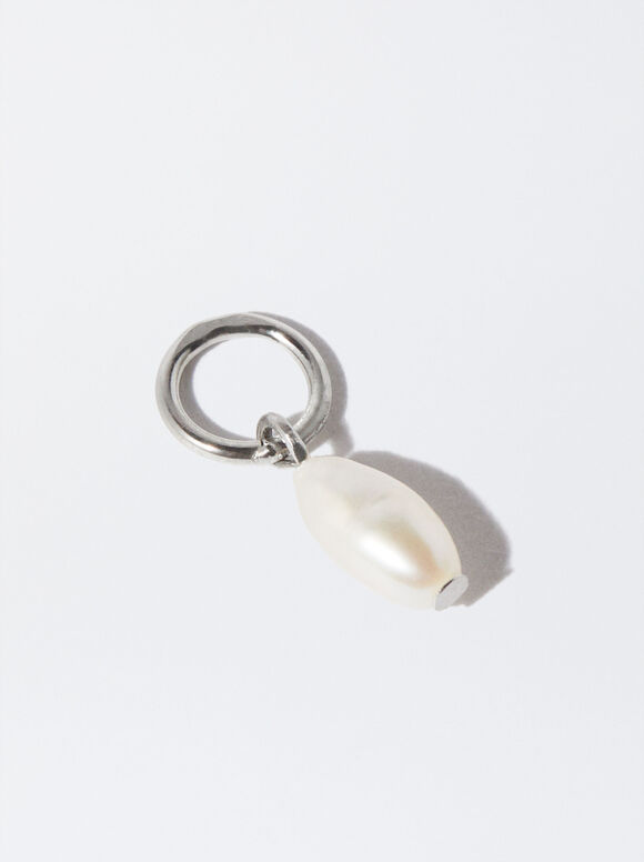 925 Silver Fresh Water Pearl Charm, White, hi-res
