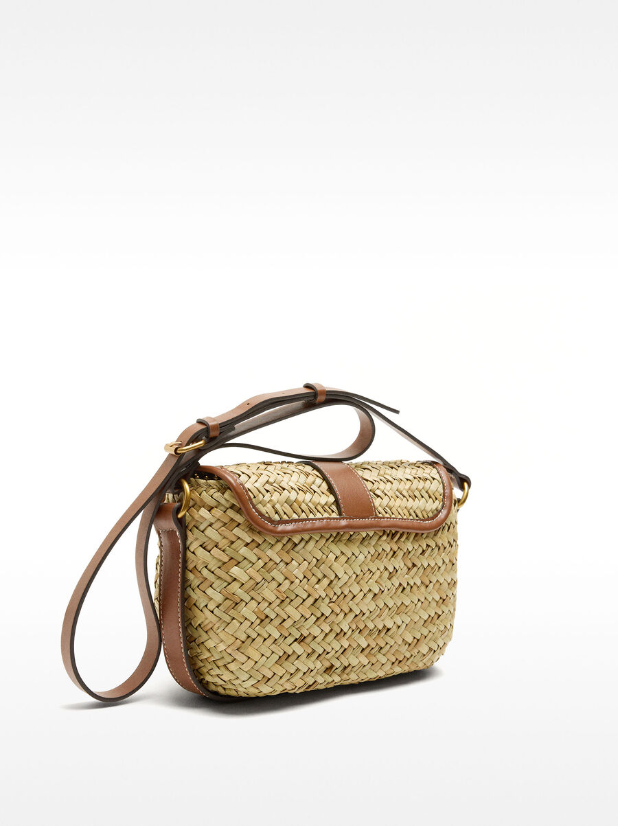 Raffia crossbody bag with flap