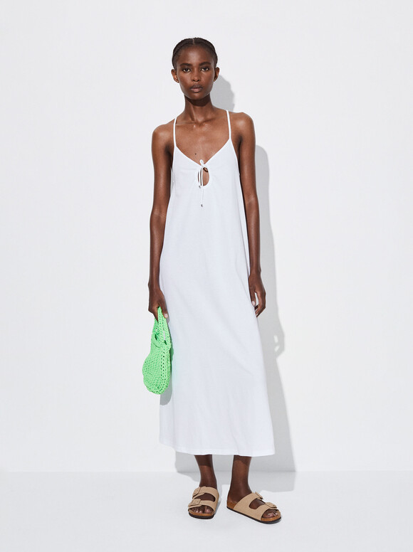 Online Exclusive - Cotton Long Dress, White, hi-res