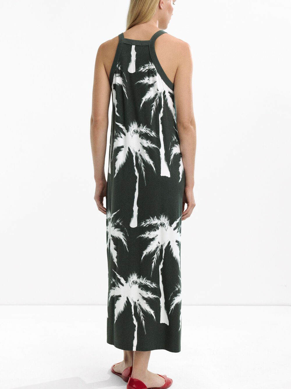 Vestit llarg d'estampat de palmeres