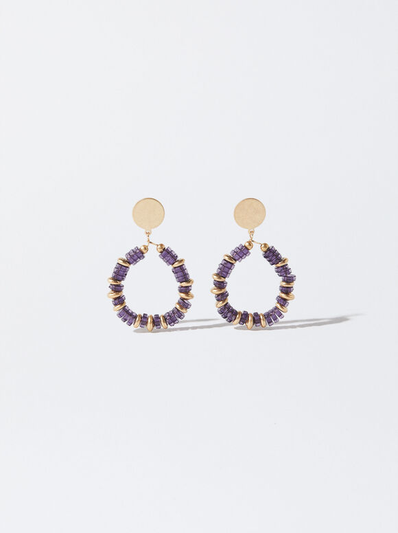 Multicoloured Earrings, Purple, hi-res