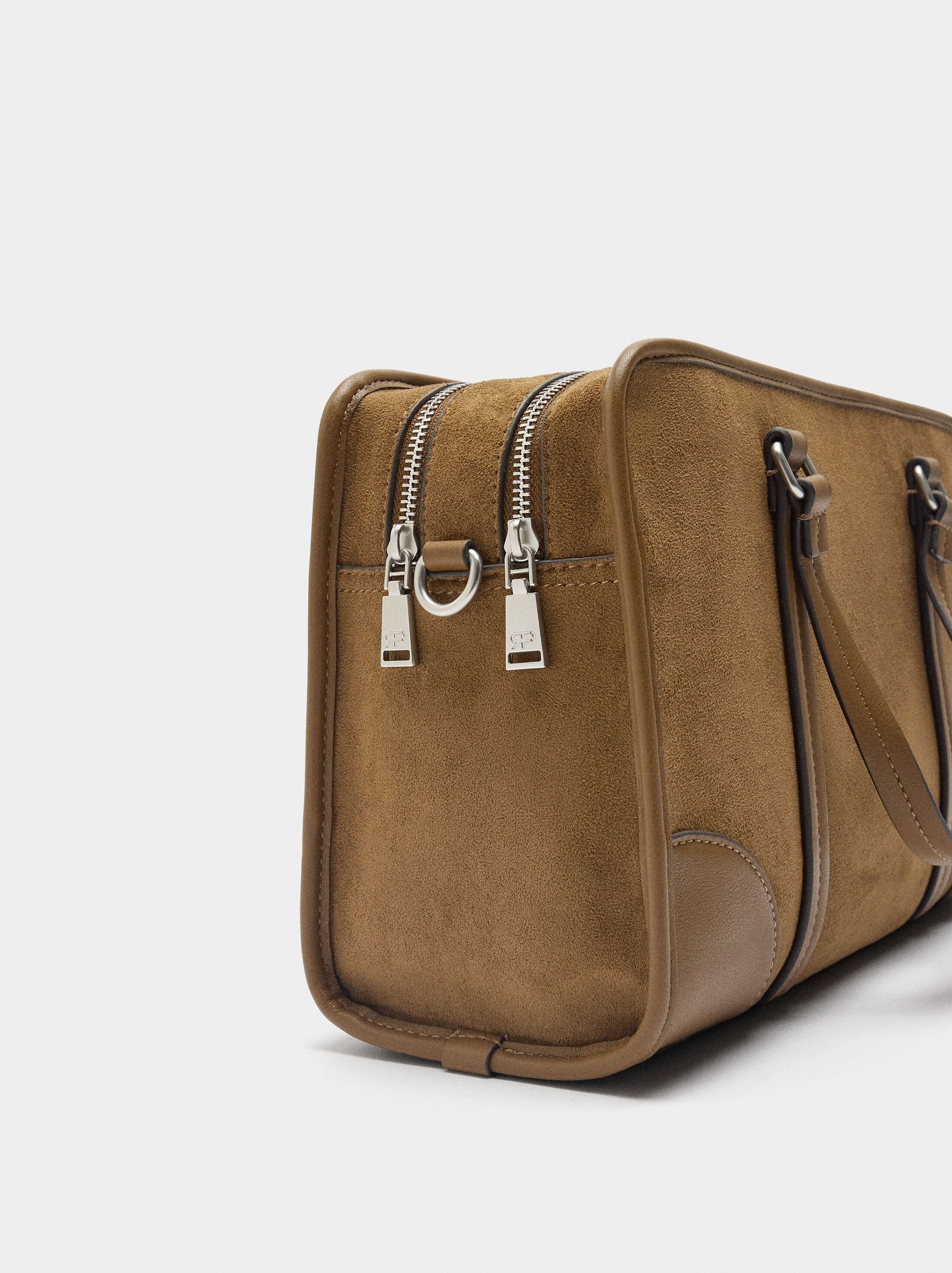 Tote bag with leather effect and shoulder strap image number 2.0