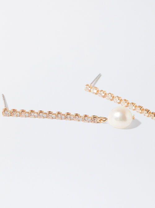 Boucles D'Oreilles Avec Perles Et Zircone