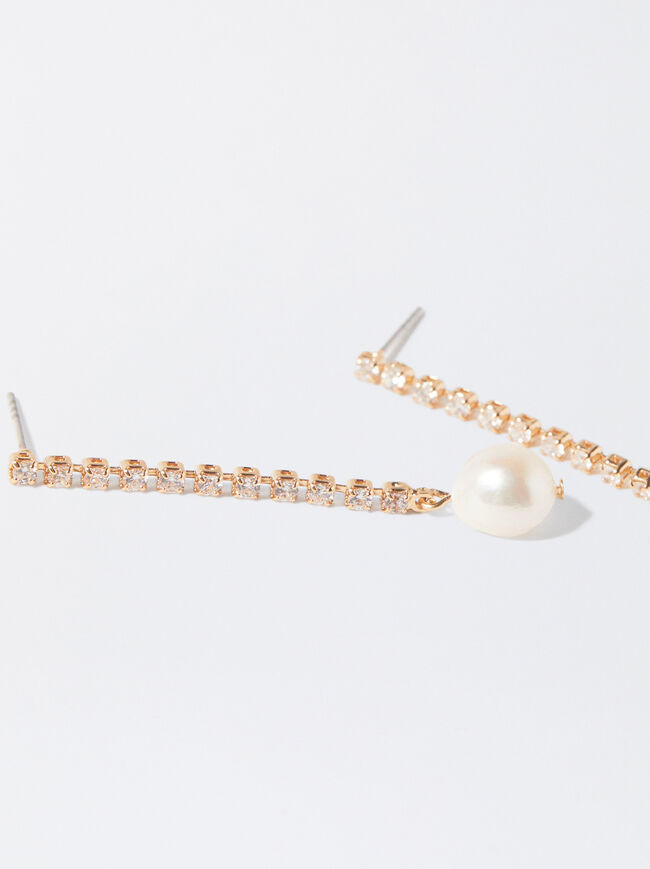 Earrings With Pearls And Zirconia image number 1.0