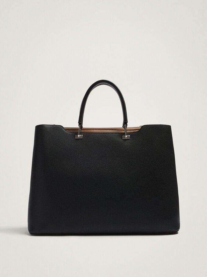 Tote Bag With Contrast Interior, Black, hi-res