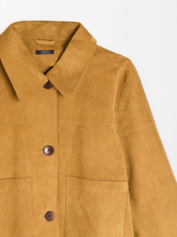 Leather jacket with buttons