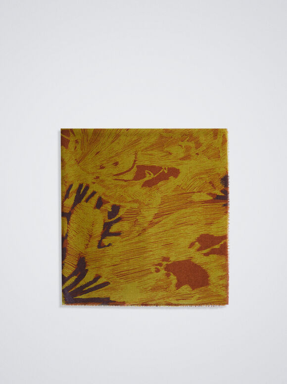 Printed Scarf, Brown, hi-res