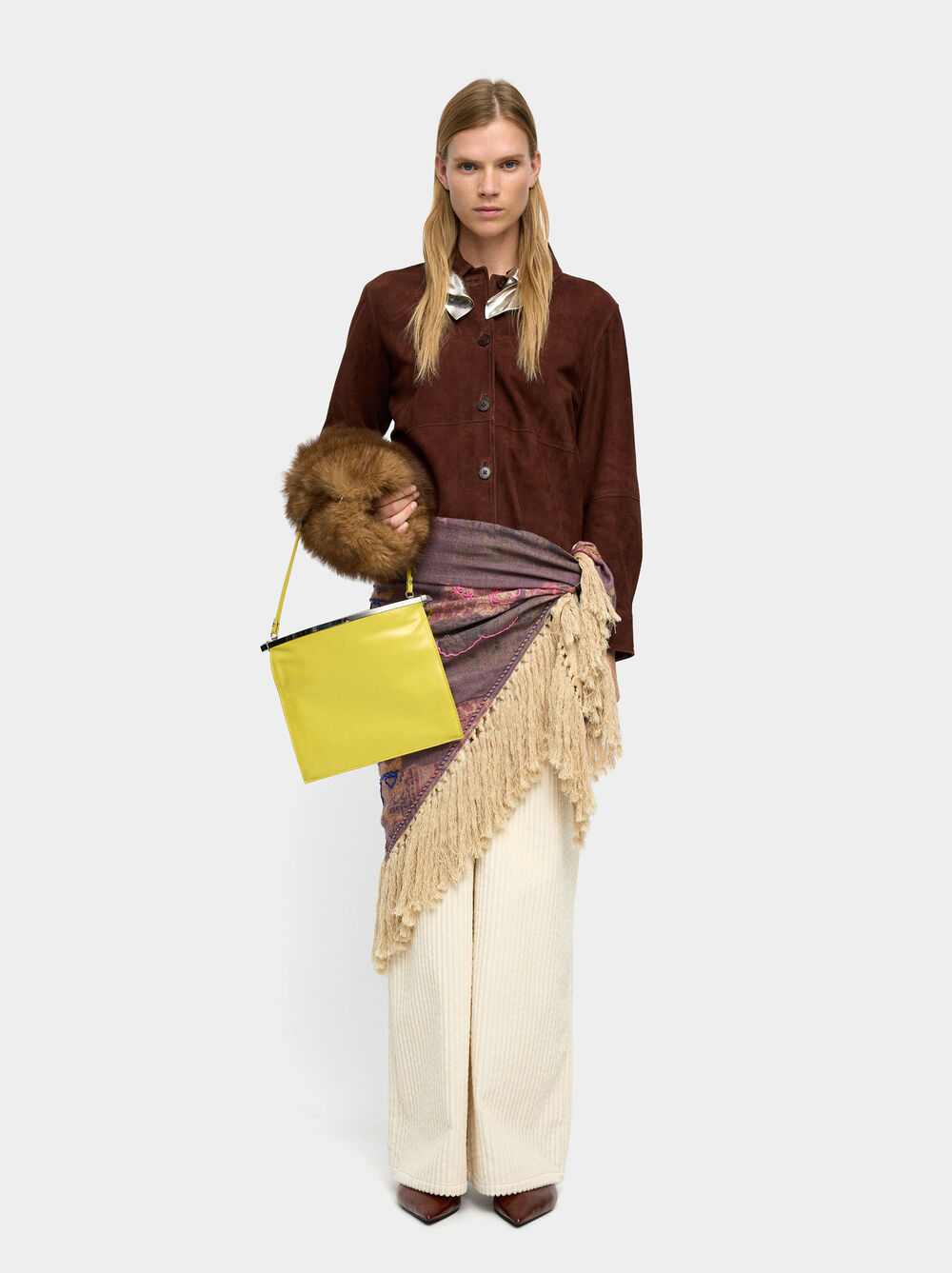 Suede leather overshirt