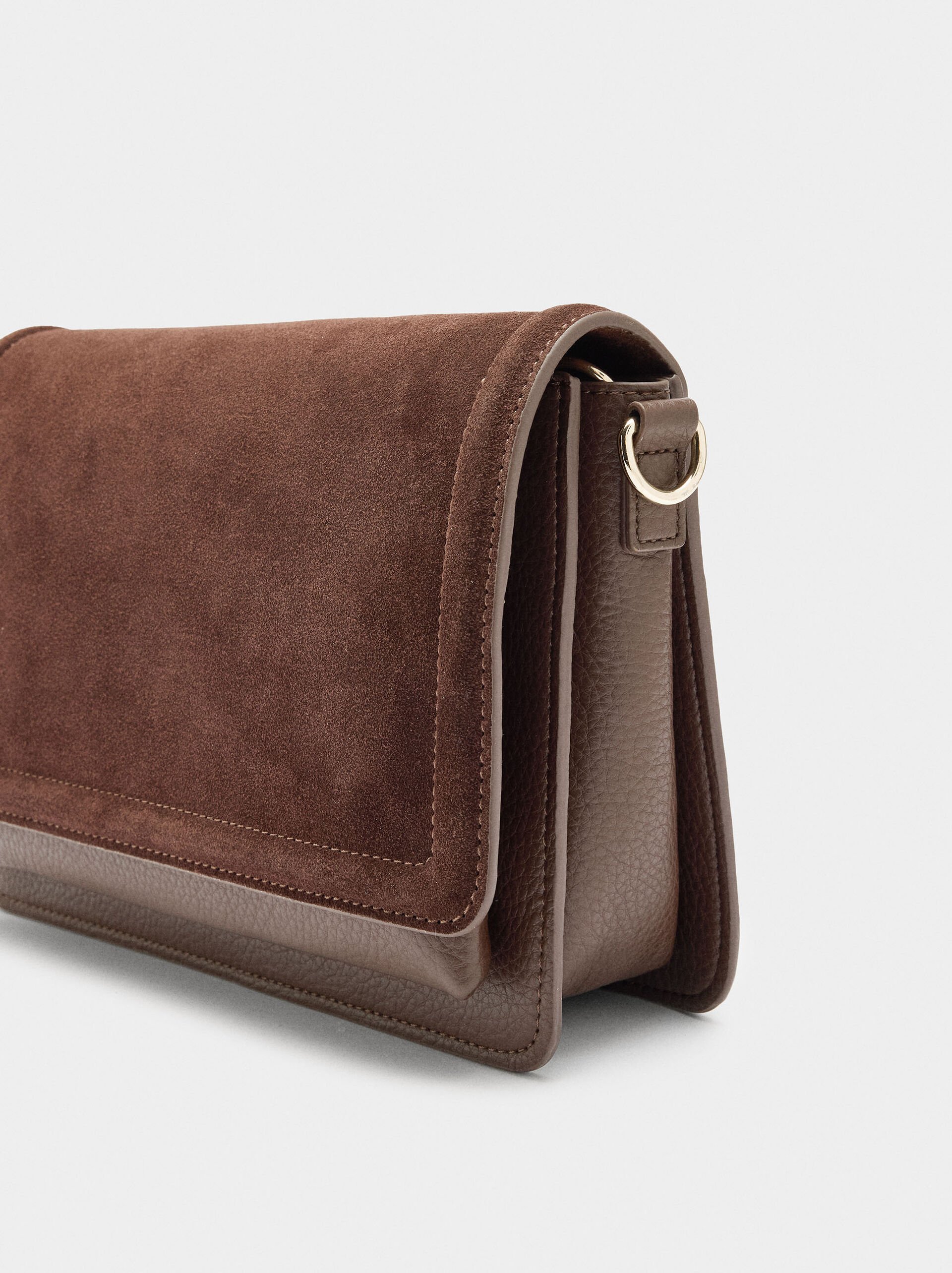 Crossbody bag with flap and leather details image number 2.0
