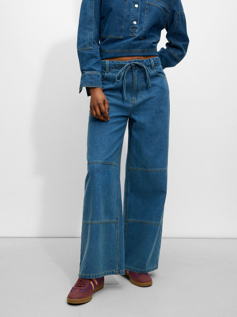 Wide leg denim pants