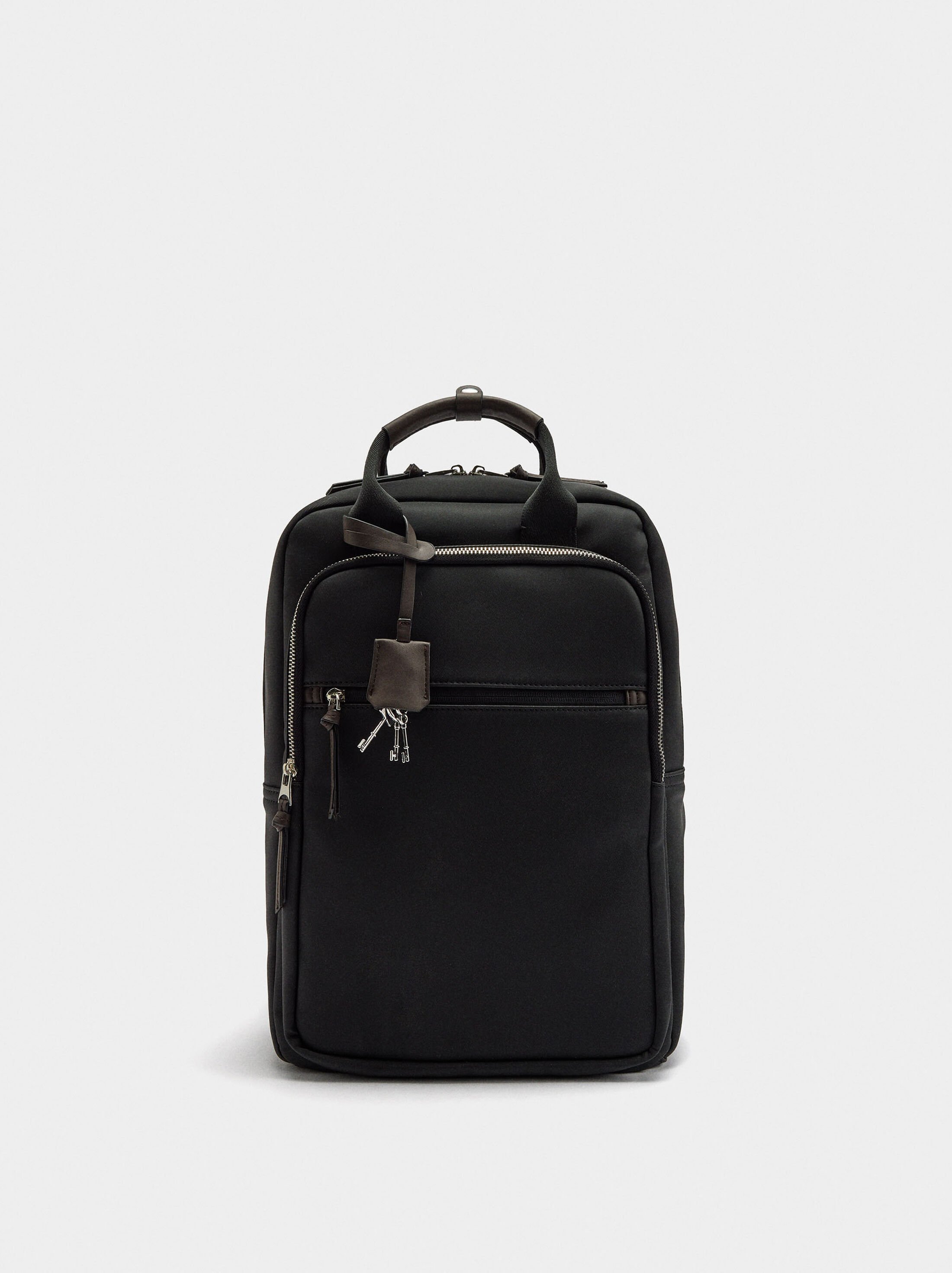 Nylon-effect laptop backpack 13" image number 0.0