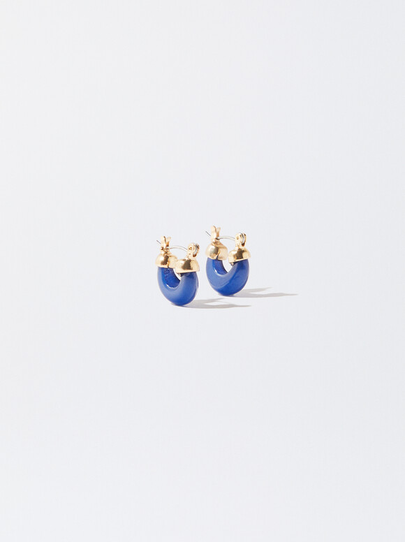 Earrings With Resin, Blue, hi-res