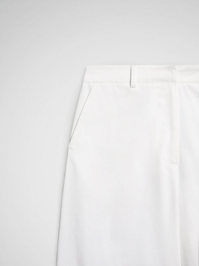 High Waist Trousers, White, hi-res