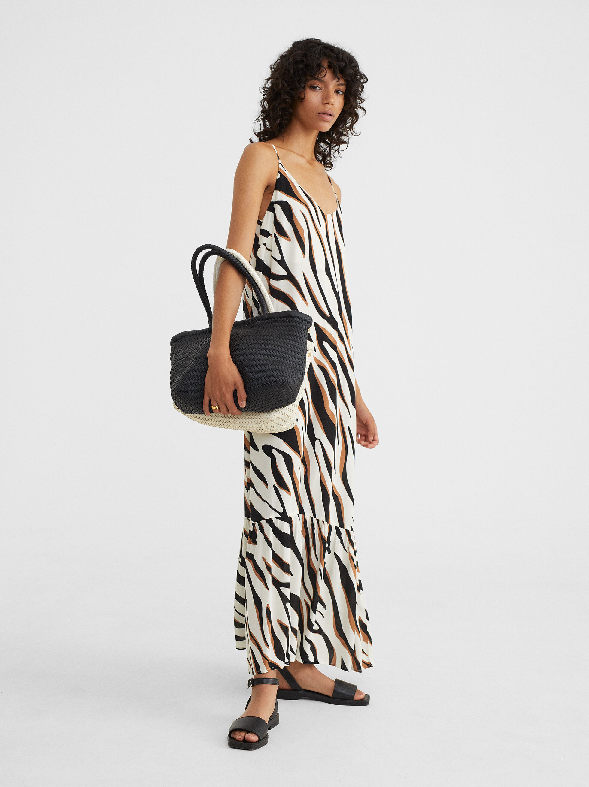 Robe Imprime Animal A Bretelles Ecru Femme Robes Parfois Com