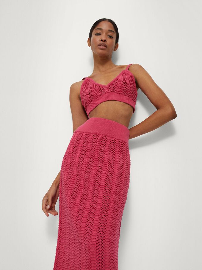 Limited Edition Knitted Crop Top, Pink, hi-res