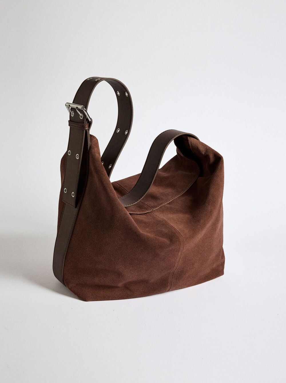 Suede leather shoulder bag M