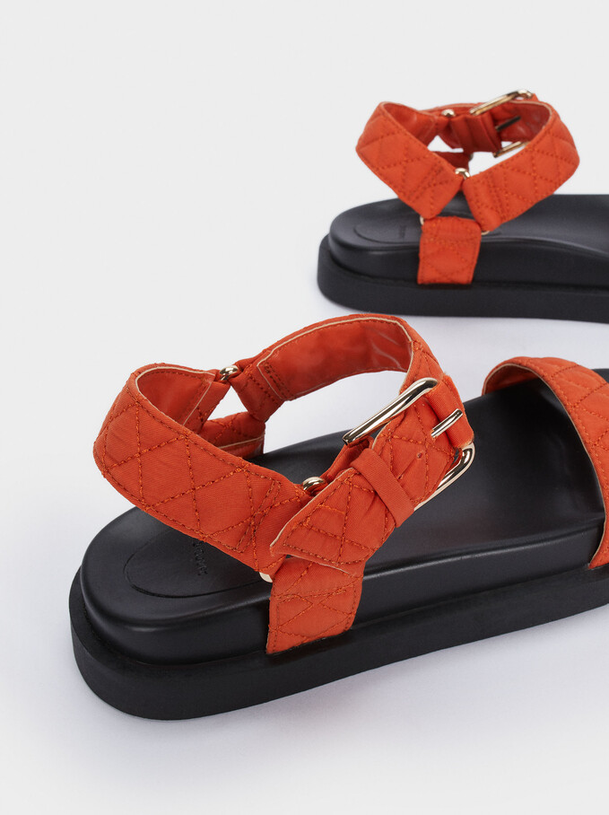 Flat Strappy Sandals, Orange, hi-res