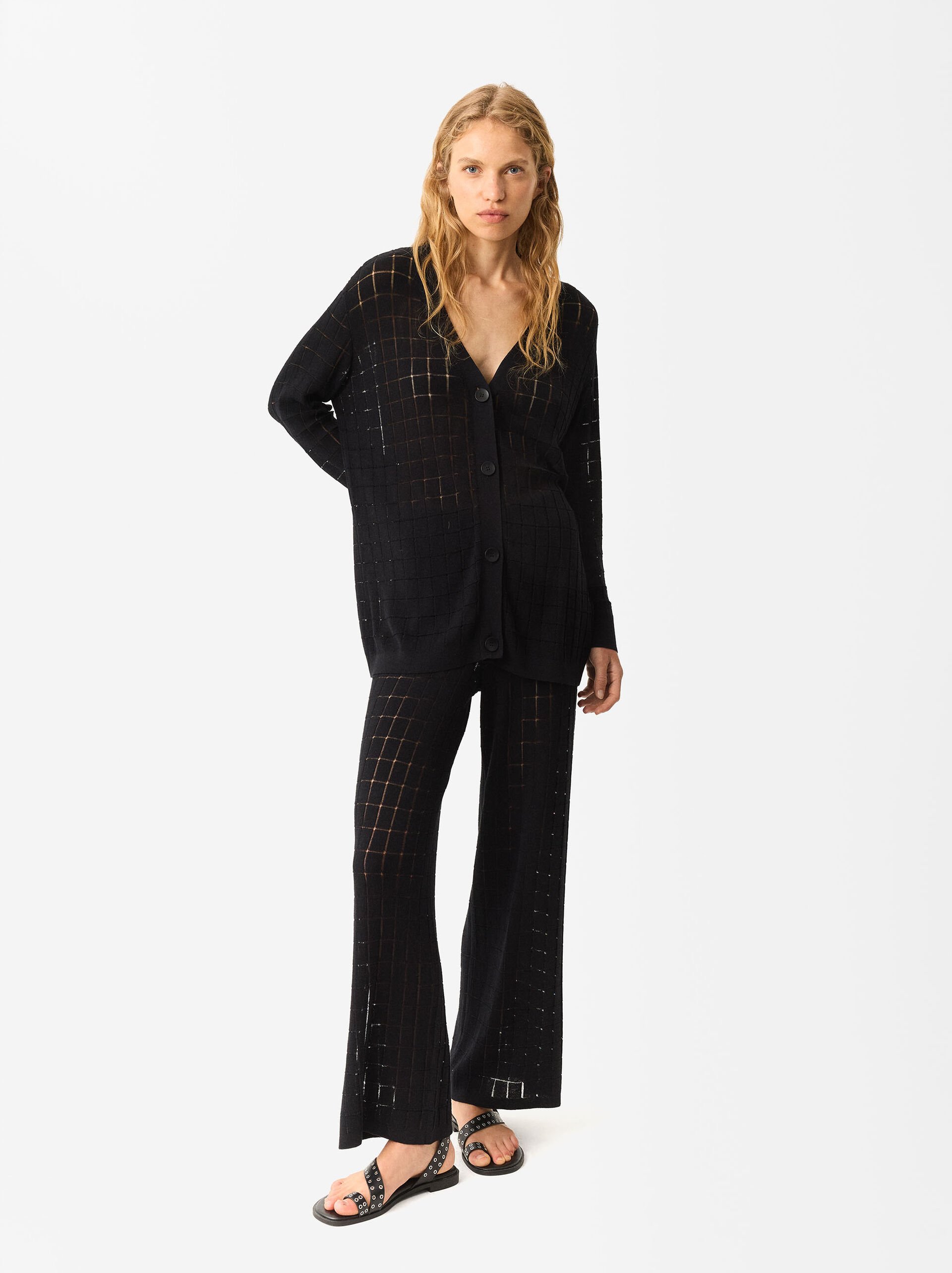 Pointelle Knit Trousers image number 6.0