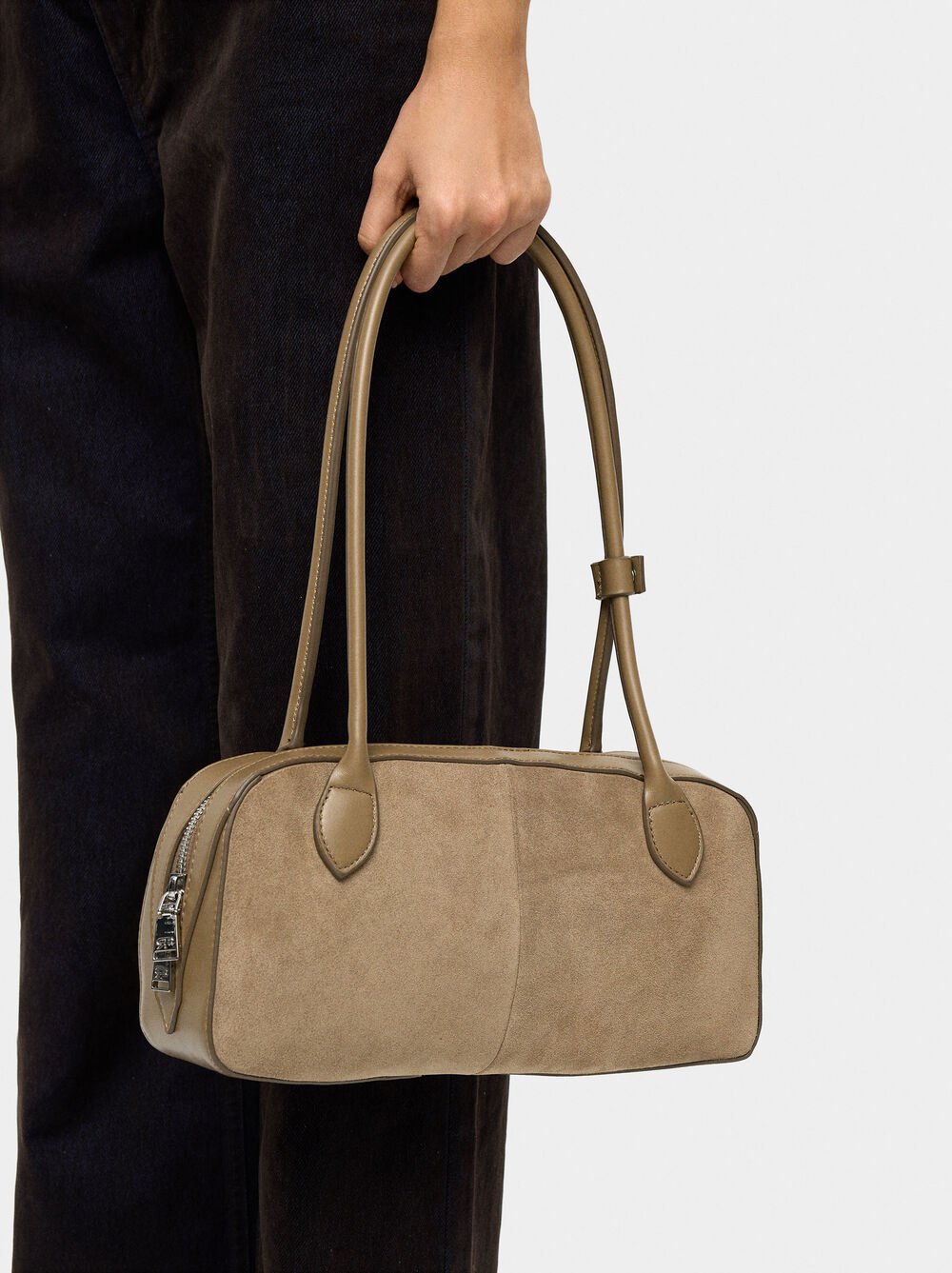 Shoulder bag with leather details