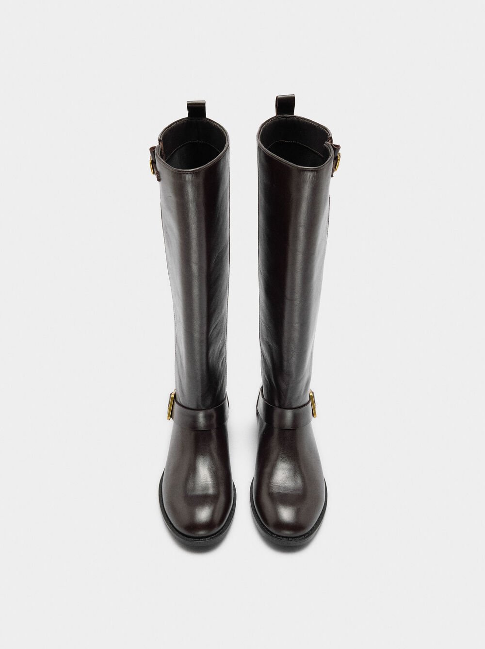 High leather boots with buckles